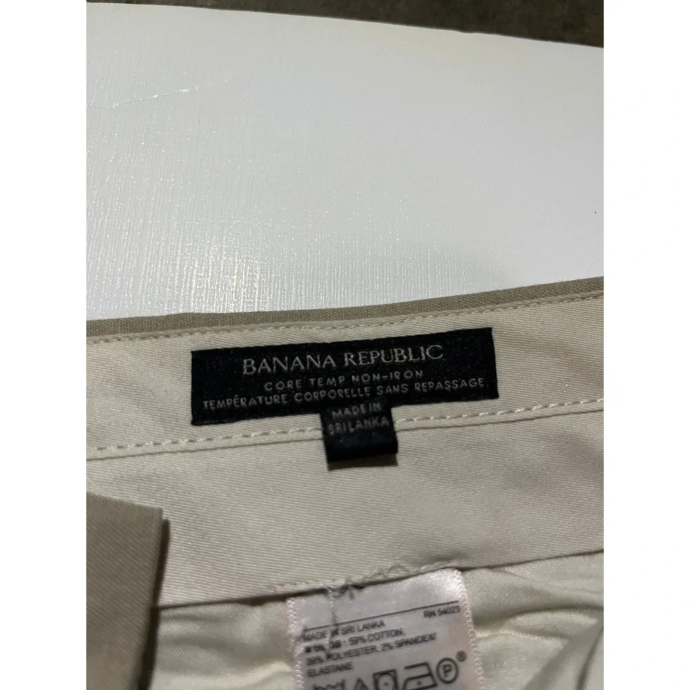 Banana Republic Mens Core Temp Non-Iron Slim Fit Chino Pants Khaki Tan 35x32 NWT